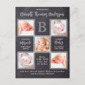 Personalisiert 5 Foto Collage Neugeborene Geburt Ankündigungspostkarte (Vorderseite)