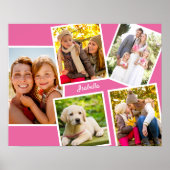 Personalisiert 5 Fotomaterial Rosa Poster (Vorne)