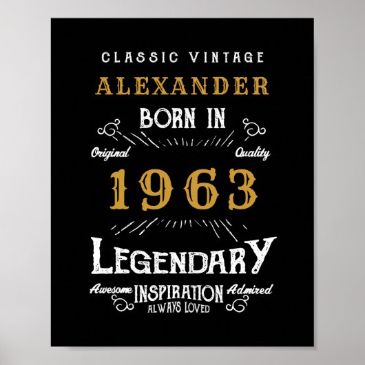 Personalisiert 60. Geburtstag 1963 Name Legendär h Poster (Vorne)