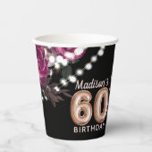 Personalisiert 60. Geburtstag Rose Weinkultur Pappbecher (Vorderseite)