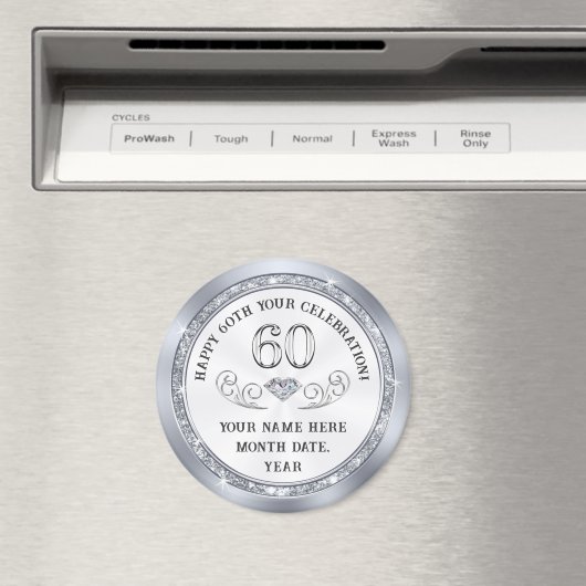 Personalisiert, 60. Geburtstag, Souvenirideen, 60. Magnet (In Situ (Geschirrspüler))