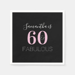 Personalisiert 60 und fabelhaft Black Pink Geburts Serviette