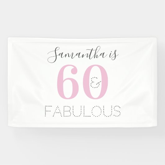 Personalisiert 60 und fabelhaft Modern Pink Birthd Banner (Horizontal)