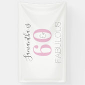 Personalisiert 60 und fabelhaft Modern Pink Birthd Banner (Vertikal)