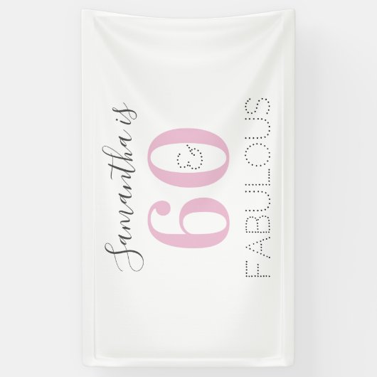 Personalisiert 60 und fabelhaft Modern Pink Birthd Banner (Vertikal)