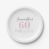 Personalisiert 60 und fabelhaft Modern Pink Birthd Pappteller (Vorderseite)