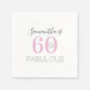 Personalisiert 60 und fabelhaft Modern Pink Birthd Serviette