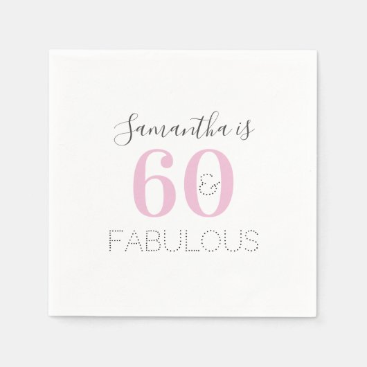 Personalisiert 60 und fabelhaft Modern Pink Birthd Serviette (Vorderseite)