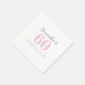 Personalisiert 60 und fabelhaft Modern Pink Birthd Serviette (Ecke)