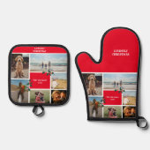 Personalisiert 6 Foto Familienfeier Weihnachten Ofenhandschuh & Topflappen-Set (Vorderseite)
