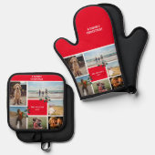 Personalisiert 6 Foto Familienfeier Weihnachten Ofenhandschuh & Topflappen-Set (Vorderseite/Rückseite)