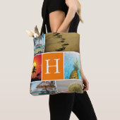 Personalisiert 6 FotoCollage Mit Monogramm Orange Tasche (Von Nahem)