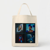 Personalisiert 6 FotoCollage Vorlage Schwarze Tasc Tragetasche (Vorne)