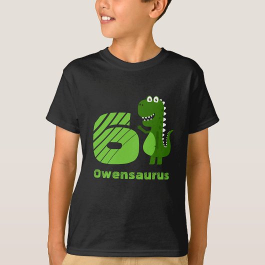 Personalisiert 6. Geburtstag Dinosaurier T-Shirt (Vorderseite)