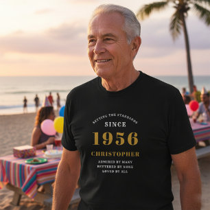 Personalisiert 70. Geburtstag 1956 Schwarzes Gold T-Shirt