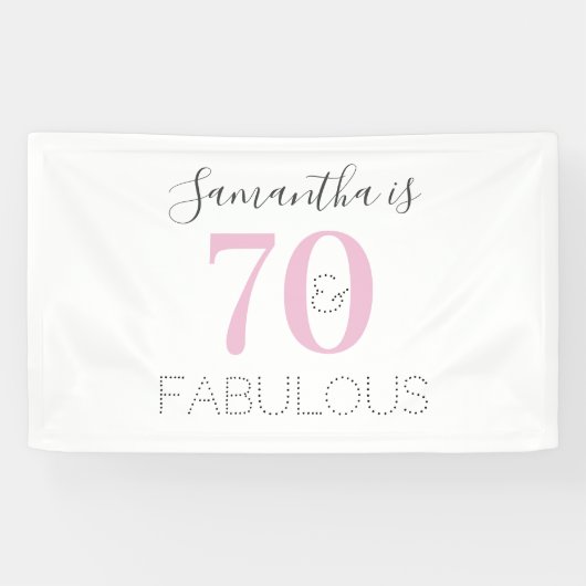 Personalisiert 70 und fabelhaft Modern Pink Birthd Banner (Horizontal)