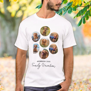 Personalisiert 7 Foto Collage Familienurlaub T-Shirt