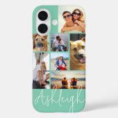 Personalisiert 7 FotoCollage Türkis Custom Case-Mate iPhone Hülle (Rückseite)