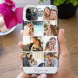 Personalisiert 7 Fotomaterial Grau-Marmor Case-Mate iPhone Hülle<br><div class="desc">Moderne Foto Collage iPhone Gehäuse mit grauem Marmorhintergrund,  die Sie mit Ihrem Namen und 7 Ihrer Lieblings-Fotos personalisieren können. Die Vorlage ist für das Hinzufügen von Fotos bereit und arbeitet nach oben nach unten in Zeilen. Ihr Name ist in eleganter Schrift-Typografie geschrieben,  in Grau.</div>