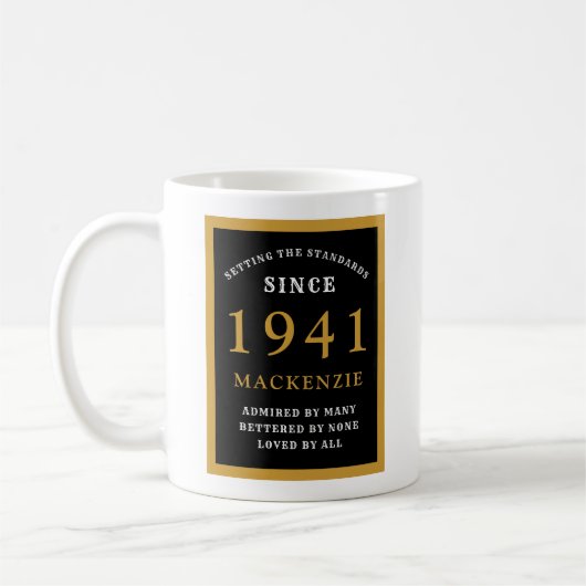 Personalisiert 80. Geburtstag 1941 Elegantes Schwa Kaffeetasse (Links)