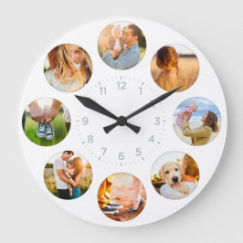 Personalisiert 8 Circle Fotos Shadow Inlay-Familie Große Wanduhr