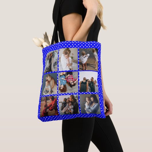 Personalisiert 8 Foto Collage Muttertag blau Tasche (Von Nahem)