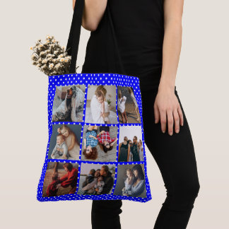 Personalisiert 8 Foto Collage Muttertag blau Tasche