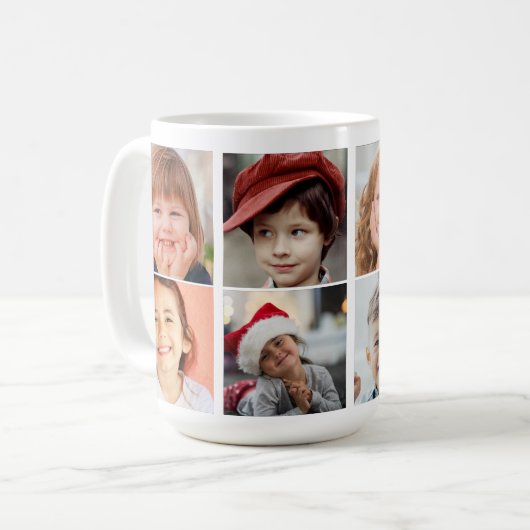 "Personalisiert 8 Foto Grid Collage White Kaffeetasse (Vorderseite Links)