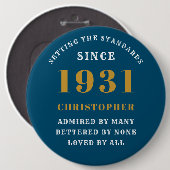 Personalisiert 90. Geburtstag 1931 Elegant Blue Go Button (Vorne & Hinten)