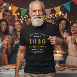Personalisiert 90. Geburtstag 1936 Schwarzes Gold T-Shirt
