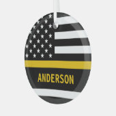 Personalisiert 911 Dispatcher Thin Gold Line USAFl Ornament Aus Glas (Vorderseite links)