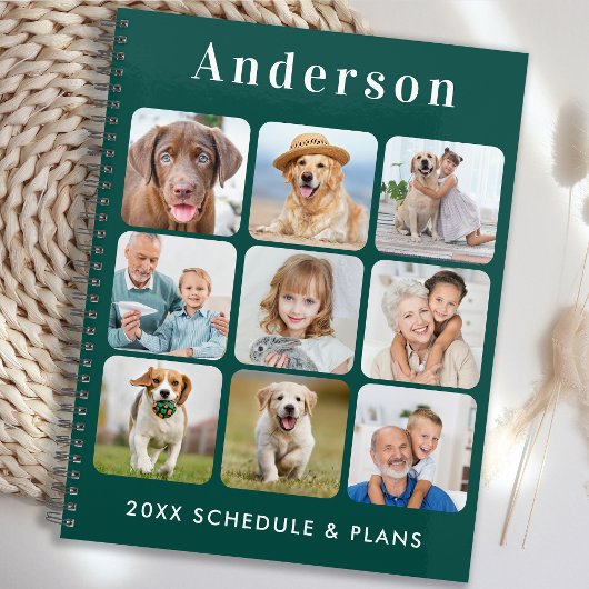 Personalisiert 9 Foto Collage Trendy Emerald Green Planer