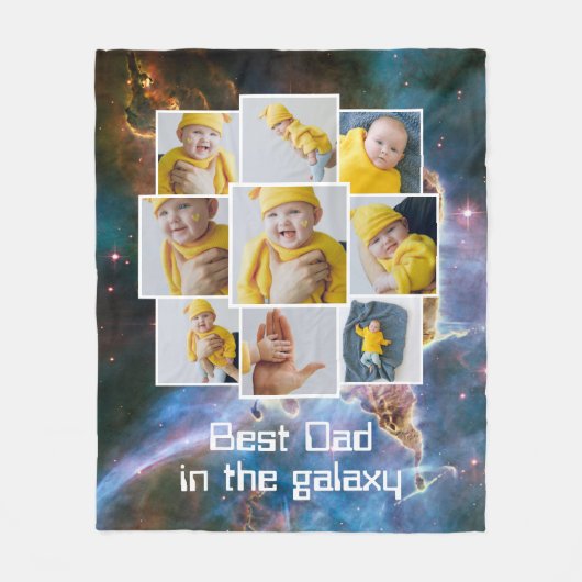 Personalisiert 9 Foto und Text Best in the Galaxy Fleecedecke (Vorderseite)