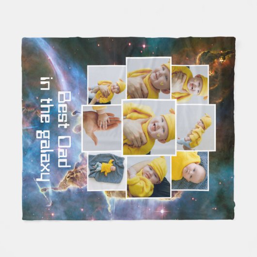 Personalisiert 9 Foto und Text Best in the Galaxy Fleecedecke (Vorderseite (Horizontal))