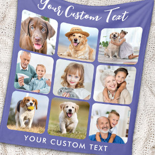 Personalisiert 9 FotoCollage Trendy Periwinkle Fleecedecke