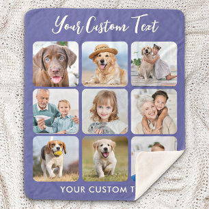 Personalisiert 9 FotoCollage Trendy Periwinkle Sherpadecke