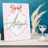 Personalisiert Aaliyah Baby Girl Kinderzimmer Bow& Fotoplatte (Seite)