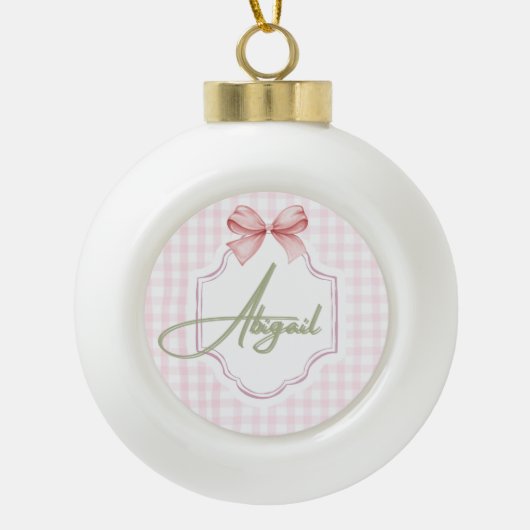 Personalisiert Abigail Baby Girl Kinderzimmer Bow& Keramik Kugel-Ornament (Vorderseite)