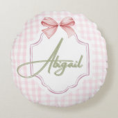 Personalisiert Abigail Baby Girl Kinderzimmer Bow& Rundes Kissen (Vorderseite)