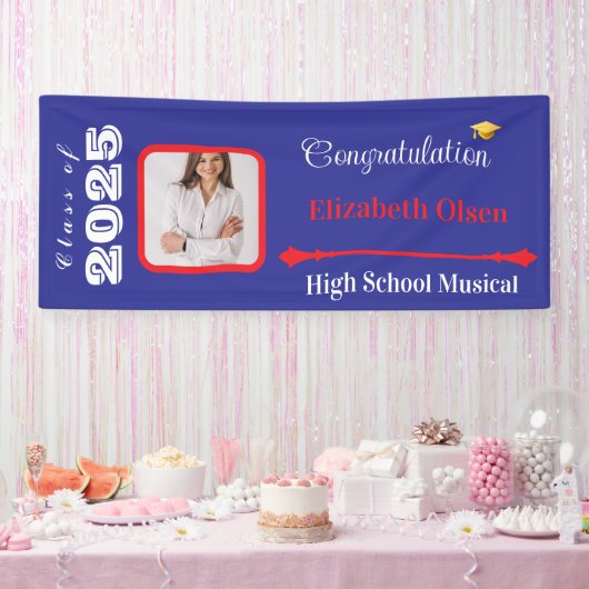 Personalisiert Abschluss Banner Foto, Name 2025 (Party)