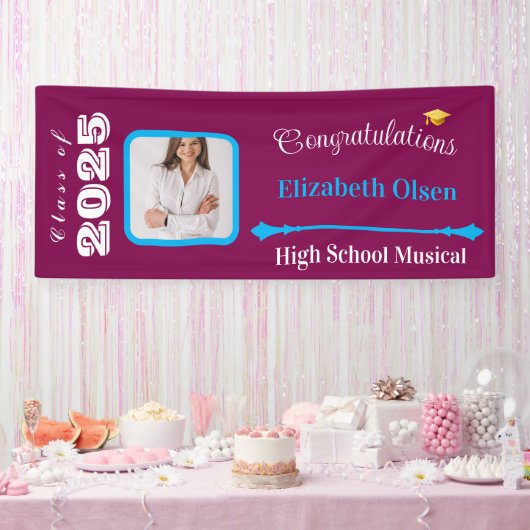Personalisiert Abschluss Banner Foto, Name 2025 (Party)
