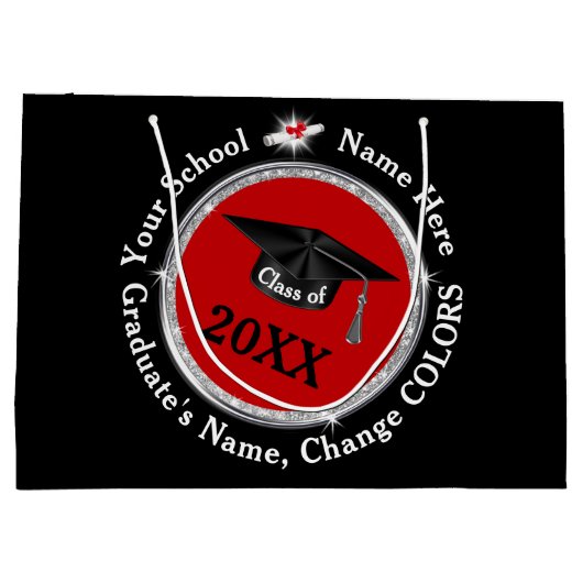 Personalisiert, Abschluss-Geschenktaschen, schwarz Große Geschenktüte (Rückseite)