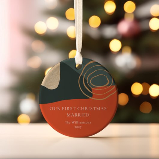 Personalisiert Abstrakte Erste Weihnachten Verheir Keramik Ornament