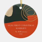 Personalisiert Abstrakte Erste Weihnachten Verheir Keramik Ornament (Vorne)