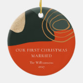 Personalisiert Abstrakte Erste Weihnachten Verheir Keramik Ornament (Hinten)
