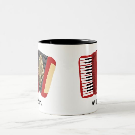 Personalisiert Accordion Spieler Illustriert Zweifarbige Tasse (Mittel)
