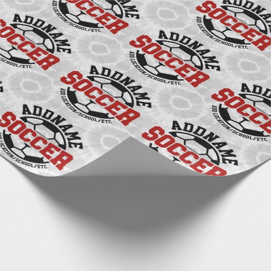 Personalisiert ADD NAME Soccer Player Team Krawatt Geschenkpapier (Ecke)