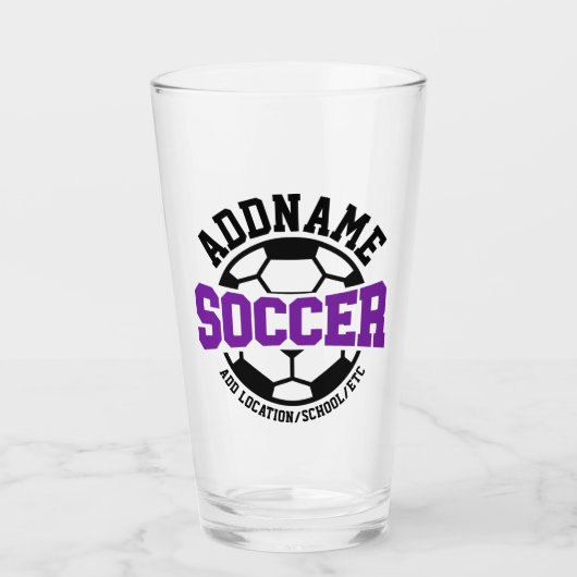 Personalisiert ADD NAME Soccer Player Team Krawatt Glas (Vorderseite)