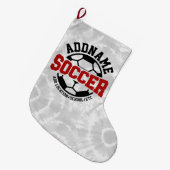 Personalisiert ADD NAME Soccer Player Team Krawatt Großer Weihnachtsstrumpf (Vorderansicht (hängend))