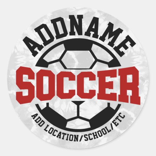 Personalisiert ADD NAME Soccer Player Team Krawatt Runder Aufkleber (Vorderseite)